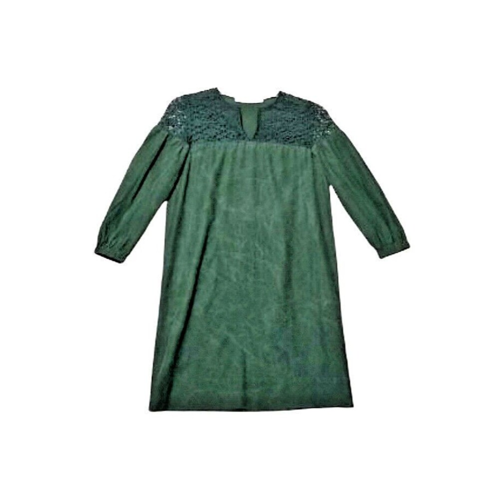 FRAMeWORK Dark Green Shift Dress Sz Medium Above Knee Lace Long Sleeves - Picture 4 of 9